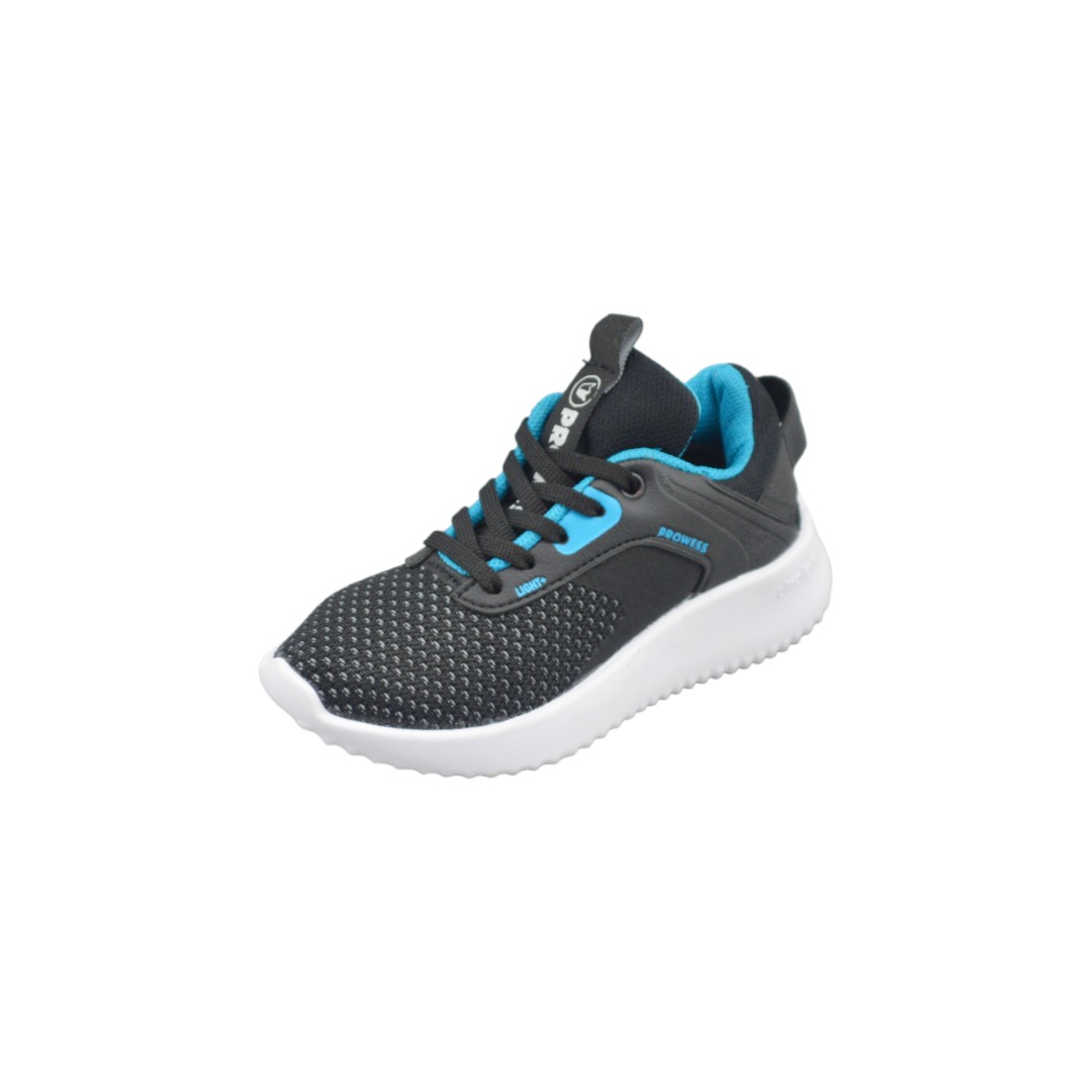  Articulo 2073<br>ZAPATILLA DEPORTIVA – PROWESS – 27/34 <br>Color 01081 NEGRO / TURQUEZA <br> <span class='titulo_secundario' style='background-color:white;color:black;margin-top:7px; margin-bottom:0px;font-size:20px;'>Precio del Par</span>