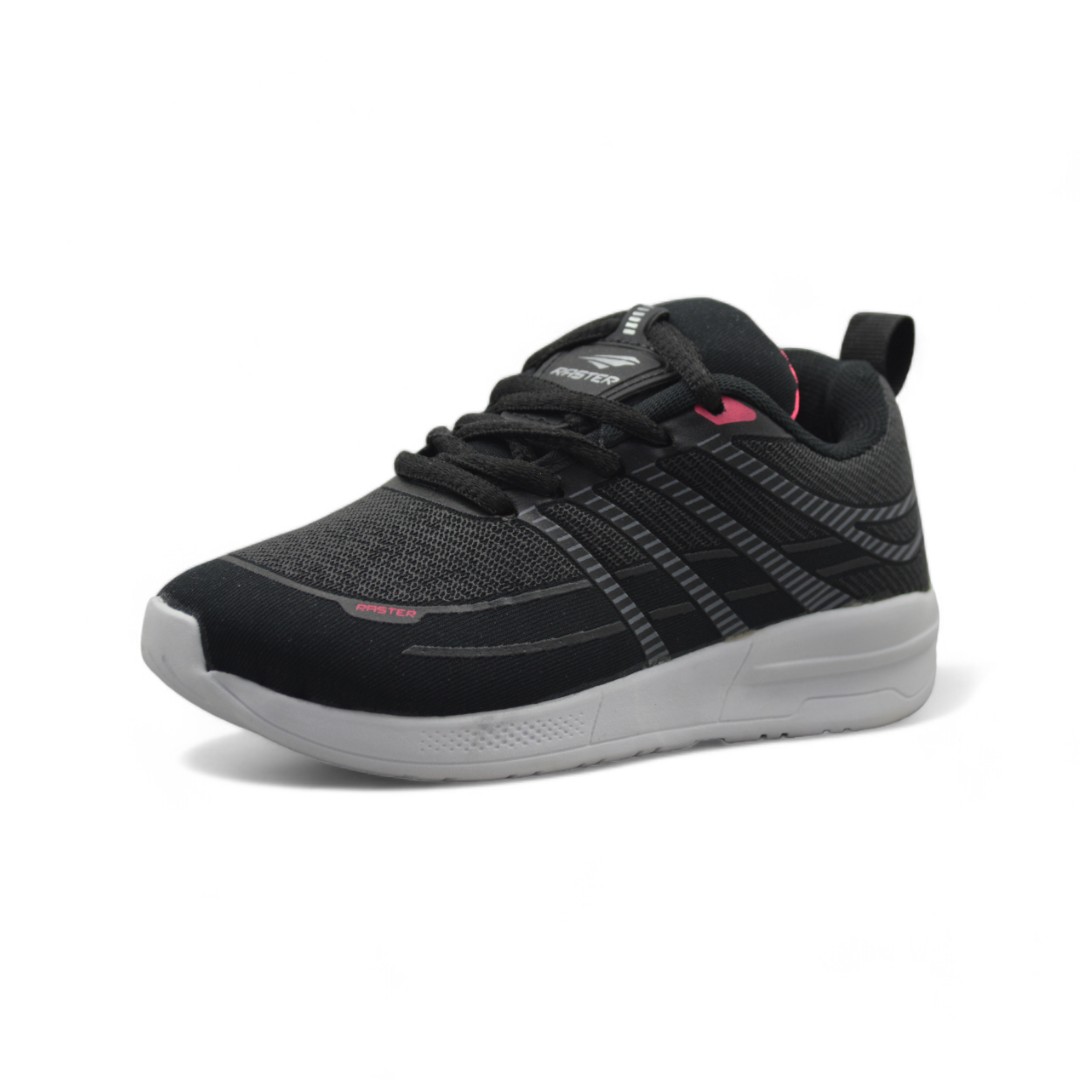 Articulo 2265<br>ZAPATILLA DEPORTIVA – RASTER – 29/35<br>Color 01089 NEGRO / FUCSIA <br> <span class='titulo_secundario' style='background-color:white;color:black;margin-top:7px; margin-bottom:0px;font-size:20px;'>Precio del Par</span>