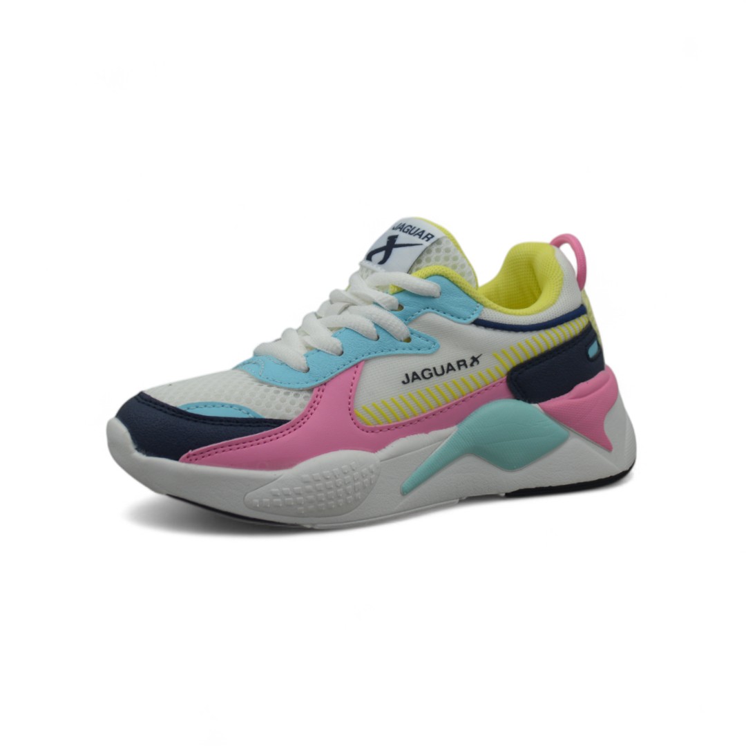  Articulo 2346<br>ZAPATILLA DEPORTIVA – JAGUAR – 28/35 <br>Color 306 BLANCO/ROSA <br> <span class='titulo_secundario' style='background-color:white;color:black;margin-top:7px; margin-bottom:0px;font-size:20px;'>Precio del Par</span>