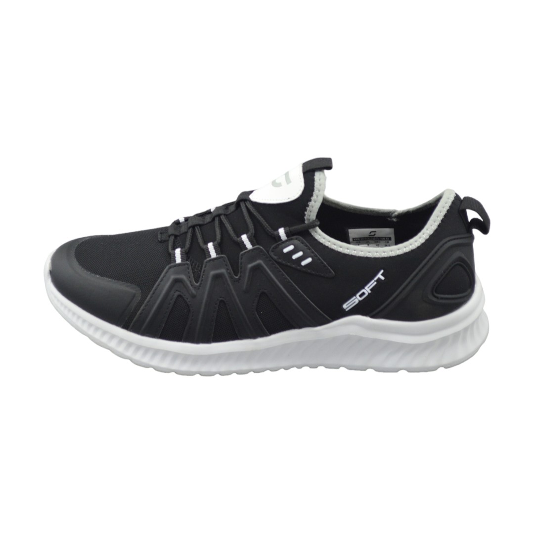 Articulo 1487<br>ZAPATILLA DEPORTIVA – SOFT – 40/45<br>Color 001 NEGRO <br> <span class='titulo_secundario' style='background-color:white;color:black;margin-top:7px; margin-bottom:0px;font-size:20px;'>Precio del Par</span>